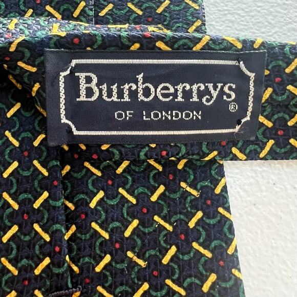 Vintage Burberrys Of London Necktie Men's Designer 100% Pure Silk Geometric - Picture 2 of 10